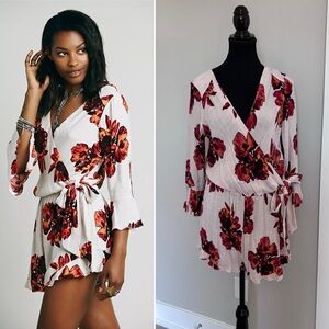 Free People All The Right Ruffles Romper | Long Sleeve Floal Romper